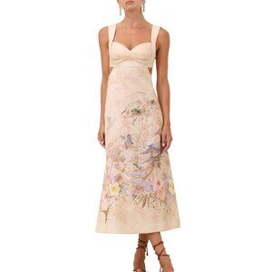 Zimmermann Illuminate Cream Floral Midi Dress